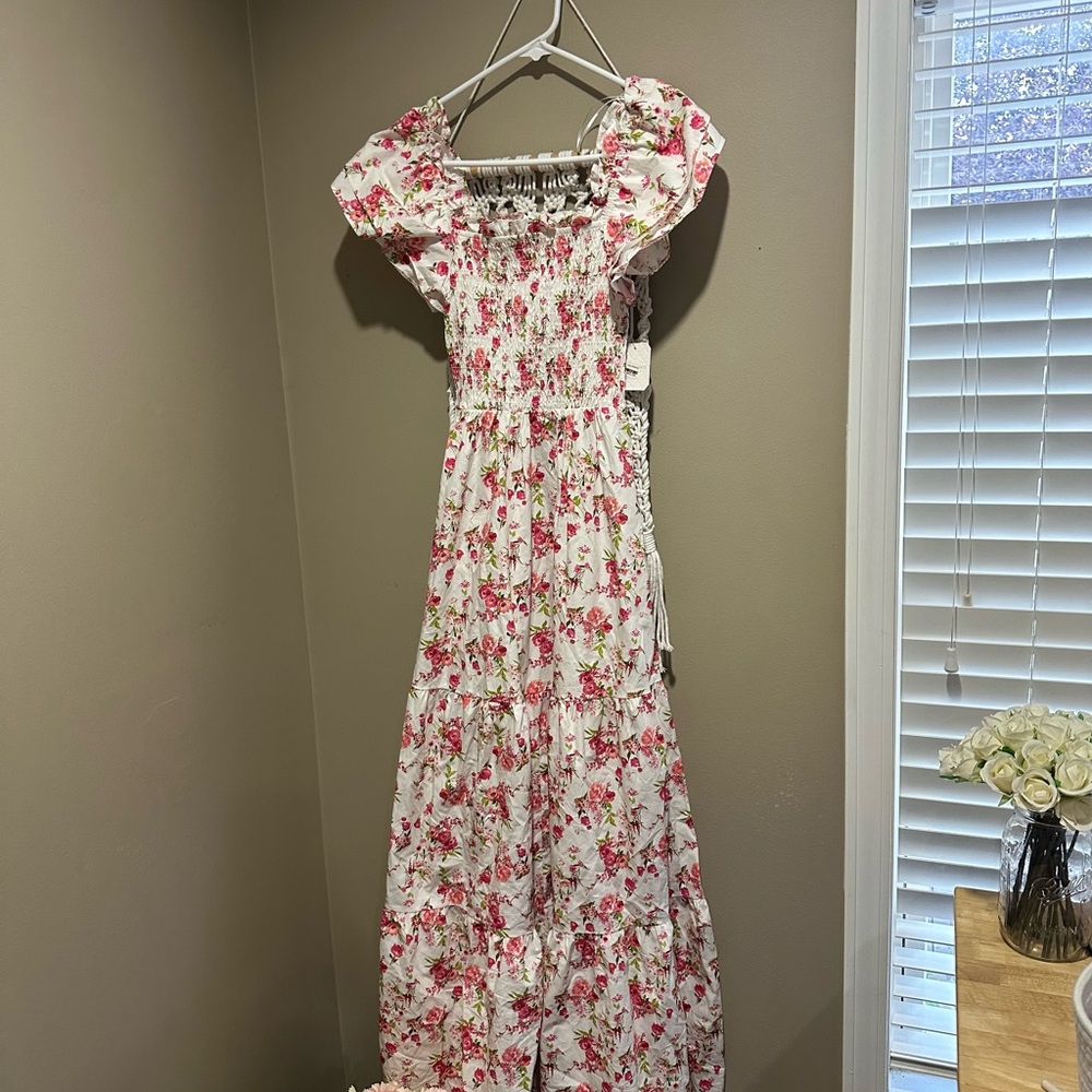 Altar'd State Pink and Green Floral Dress